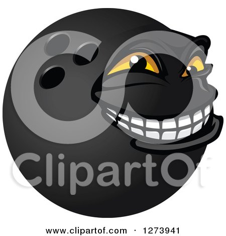 Clipart of a Grinning Bowling Ball Character - Royalty Free Vector Illustration by Vector Tradition SM