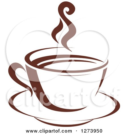Clipart of a Dark Brown and White Steamy Coffee Cup 2 - Royalty Free Vector Illustration by Vector Tradition SM