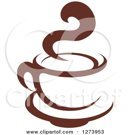 Clipart of a Dark Brown and White Steamy Coffee Cup 11 - Royalty Free Vector Illustration by Vector Tradition SM