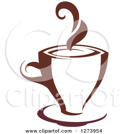 Clipart of a Dark Brown and White Steamy Coffee Cup 6 - Royalty Free Vector Illustration by Vector Tradition SM