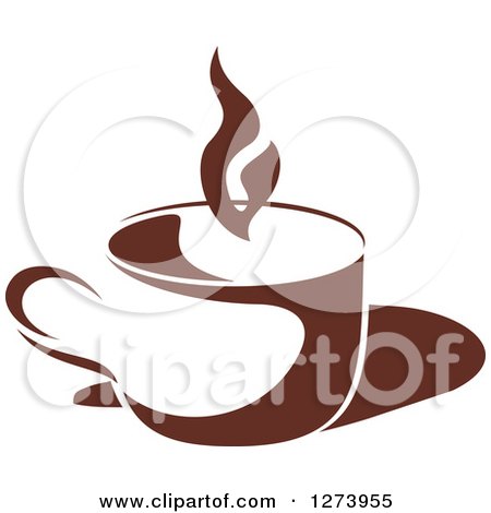 Clipart of a Dark Brown and White Steamy Coffee Cup 5 - Royalty Free Vector Illustration by Vector Tradition SM