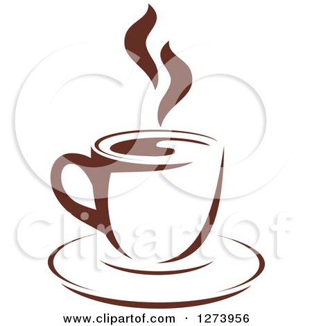 Clipart of a Dark Brown and White Steamy Coffee Cup 3 - Royalty Free Vector Illustration by Vector Tradition SM