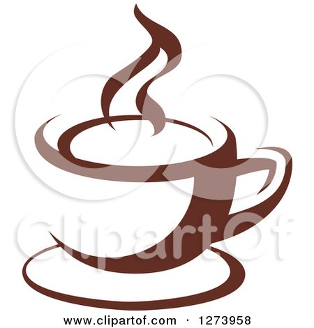 Clipart of a Dark Brown and White Steamy Coffee Cup 4 - Royalty Free Vector Illustration by Vector Tradition SM