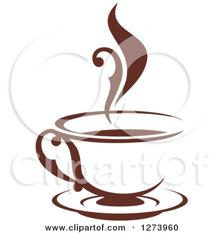 Clipart of a Dark Brown and White Steamy Coffee Cup 7 - Royalty Free Vector Illustration by Vector Tradition SM
