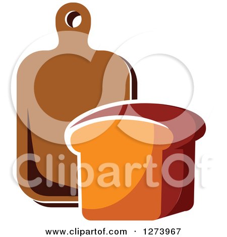 Clipart of a Loaf of Bread and a Wood Cutting Board - Royalty Free Vector Illustration by Vector Tradition SM