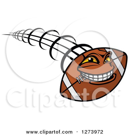 Clipart of a Flying and Grinning American Football Character - Royalty Free Vector Illustration by Vector Tradition SM
