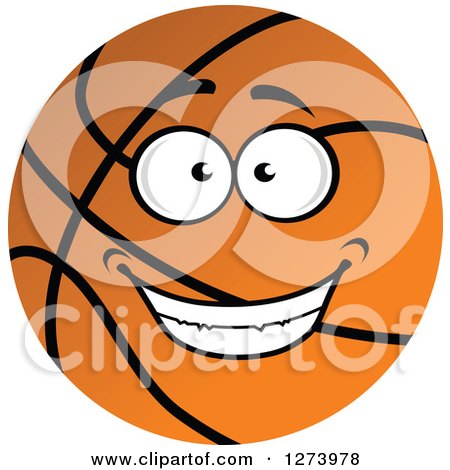 Clipart of a Grinning Basketball Character - Royalty Free Vector Illustration by Vector Tradition SM