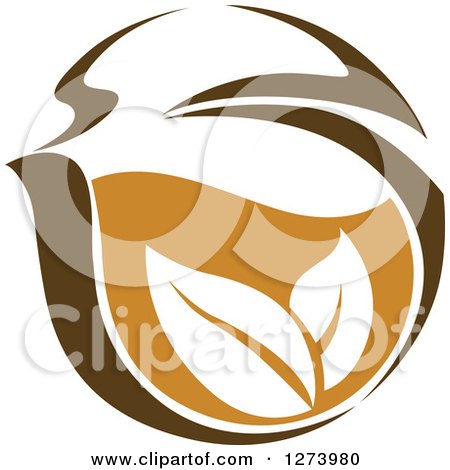 Clipart of a Leafy Brown Tea Cup 6 - Royalty Free Vector Illustration by Vector Tradition SM