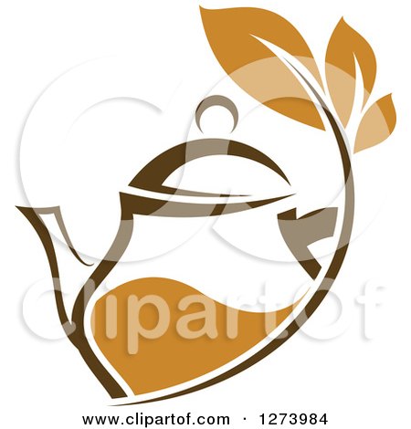 Clipart of a Leafy Brown Tea Pot 3 - Royalty Free Vector Illustration by Vector Tradition SM