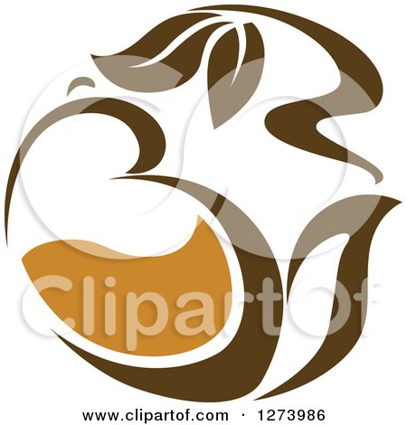Clipart of a Leafy Brown Tea Pot - Royalty Free Vector Illustration by Vector Tradition SM
