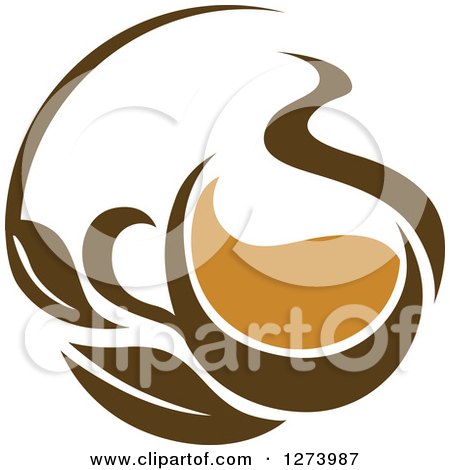 Clipart of a Leafy Brown Tea Cup 7 - Royalty Free Vector Illustration by Vector Tradition SM