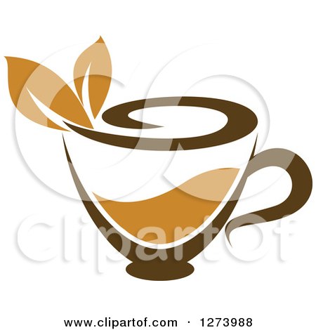 Clipart of a Leafy Brown Tea Cup - Royalty Free Vector Illustration by Vector Tradition SM