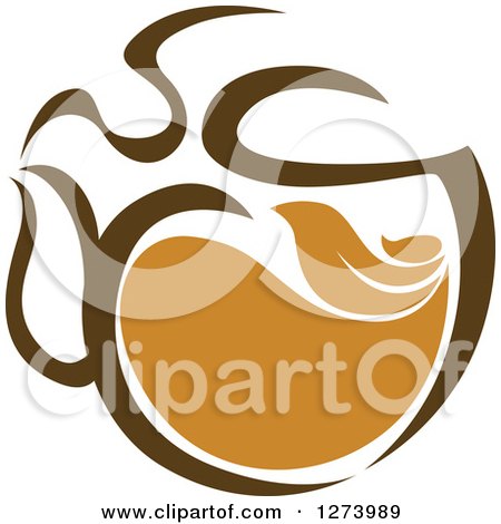 Clipart of a Leafy Brown Tea Pot 2 - Royalty Free Vector Illustration by Vector Tradition SM