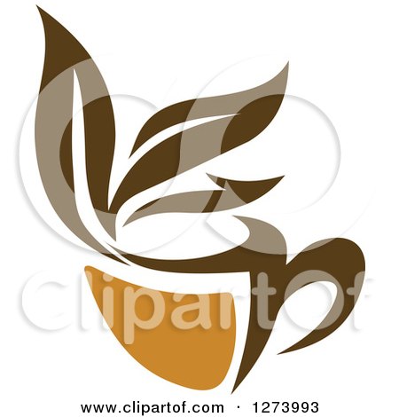Clipart of a Leafy Brown Tea Cup 9 - Royalty Free Vector Illustration by Vector Tradition SM