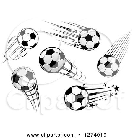 Clipart of Flying Soccer Balls - Royalty Free Vector Illustration by Vector Tradition SM