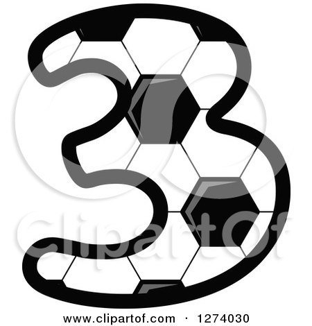 Clipart of a Soccer Ball Number Three - Royalty Free Vector Illustration by Vector Tradition SM