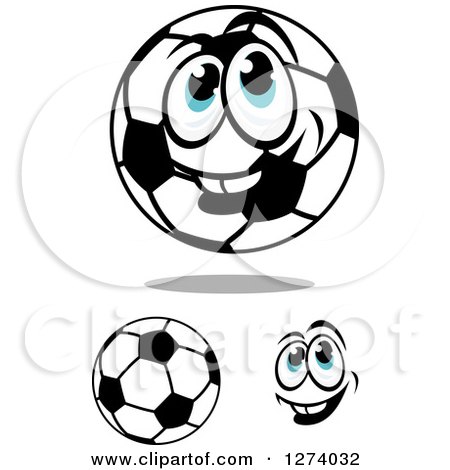 Clipart of Soccer Balls and a Face 3 - Royalty Free Vector Illustration by Vector Tradition SM