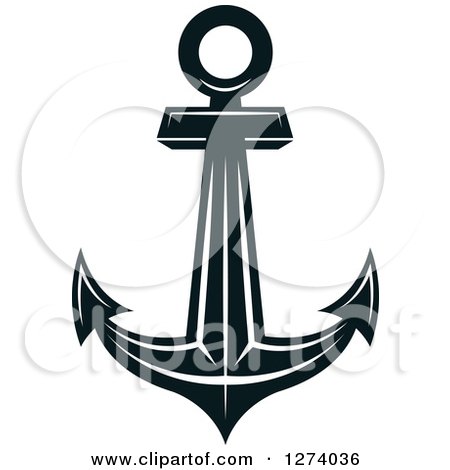 Clipart of a Dark Blue Nautical Anchor 22 - Royalty Free Vector Illustration by Vector Tradition SM