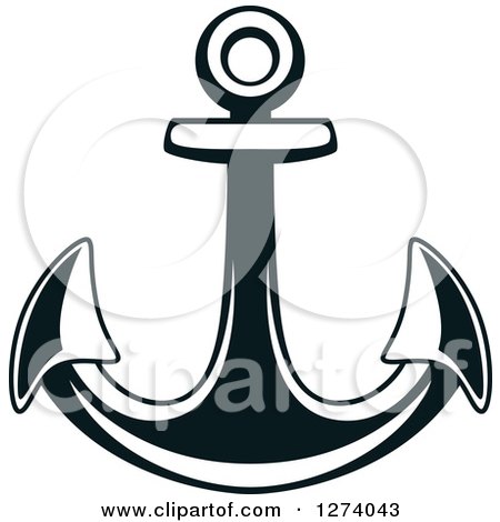 Clipart of a Dark Blue Nautical Anchor 25 - Royalty Free Vector Illustration by Vector Tradition SM