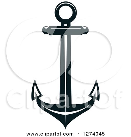Clipart of a Dark Blue Nautical Anchor 26 - Royalty Free Vector Illustration by Vector Tradition SM