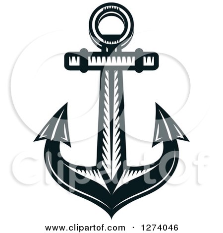 Clipart of a Dark Blue Nautical Anchor 27 - Royalty Free Vector Illustration by Vector Tradition SM