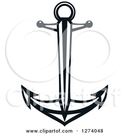 Clipart of a Dark Blue Nautical Anchor 29 - Royalty Free Vector Illustration by Vector Tradition SM
