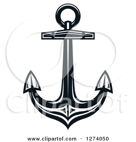 Clipart of a Dark Blue Nautical Anchor 31 - Royalty Free Vector Illustration by Vector Tradition SM