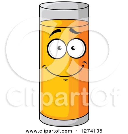 Clipart of a Happy Tall Glass of Orange Juice - Royalty Free Vector Illustration by Vector Tradition SM