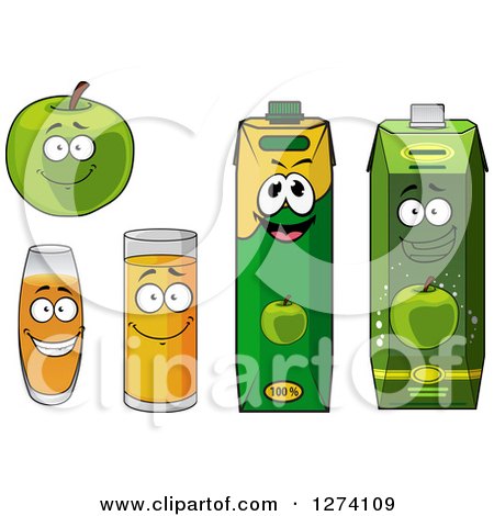 Clipart of a Happy Green Apple and Juice - Royalty Free Vector Illustration by Vector Tradition SM