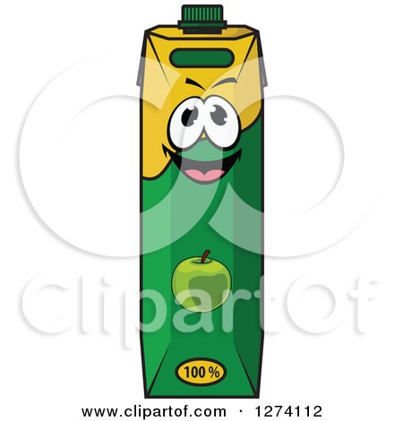 Clipart of a Happy Carton of Apple Juice - Royalty Free Vector Illustration by Vector Tradition SM