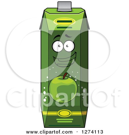 Clipart of a Happy Carton of Apple Juice 2 - Royalty Free Vector Illustration by Vector Tradition SM