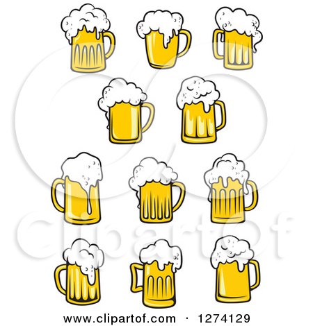 Clipart of Frothy Mugs of Beer - Royalty Free Vector Illustration by Vector Tradition SM