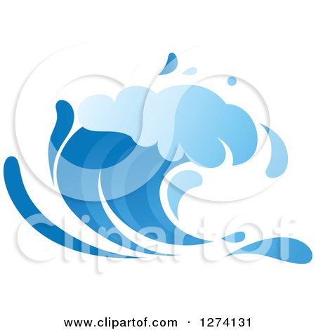 Clipart of a Blue Splashing Ocean Surf Wave - Royalty Free Vector Illustration by Vector Tradition SM