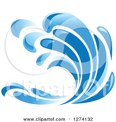 Clipart of a Blue Splashing Ocean Surf Wave 2 - Royalty Free Vector Illustration by Vector Tradition SM