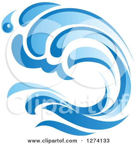 Clipart of a Blue Splashing Ocean Surf Wave 3 - Royalty Free Vector Illustration by Vector Tradition SM