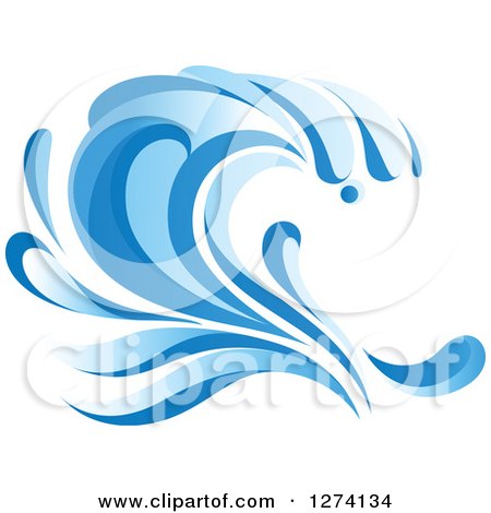 Clipart of a Blue Splashing Ocean Surf Wave 4 - Royalty Free Vector Illustration by Vector Tradition SM