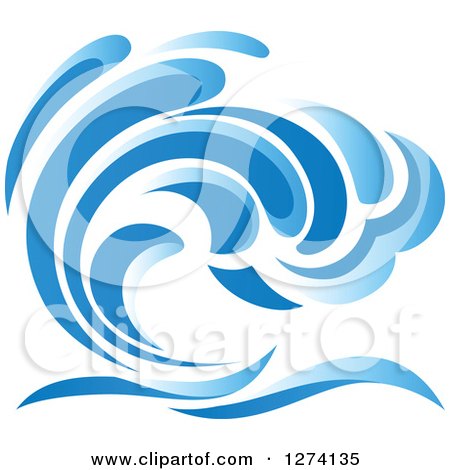 Clipart of a Blue Splashing Ocean Surf Wave 5 - Royalty Free Vector Illustration by Vector Tradition SM