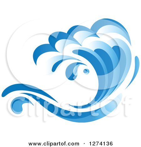 Clipart of a Blue Splashing Ocean Surf Wave 6 - Royalty Free Vector Illustration by Vector Tradition SM