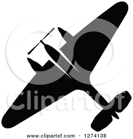 Clipart of a Black Silhouetted Airplane - Royalty Free Vector Illustration by Vector Tradition SM
