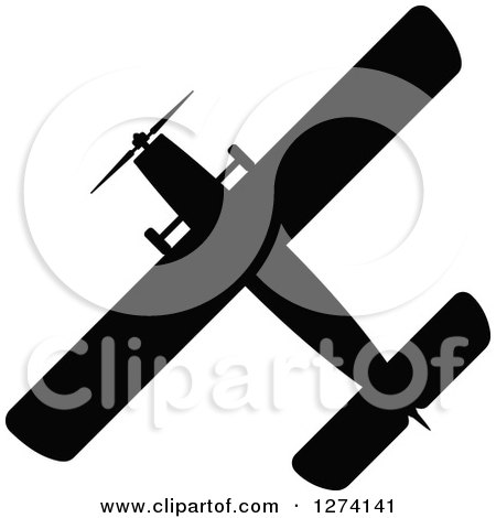 Clipart of a Black Silhouetted Airplane 4 - Royalty Free Vector Illustration by Vector Tradition SM