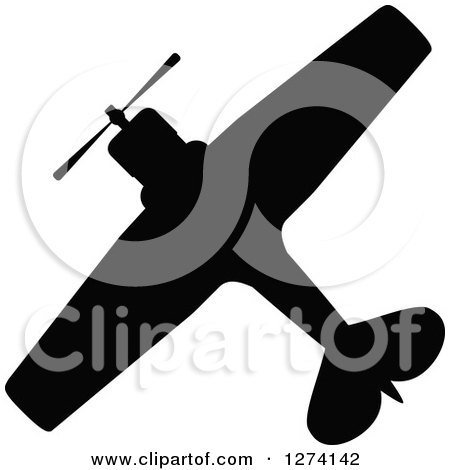 Clipart of a Black Silhouetted Airplane 5 - Royalty Free Vector Illustration by Vector Tradition SM