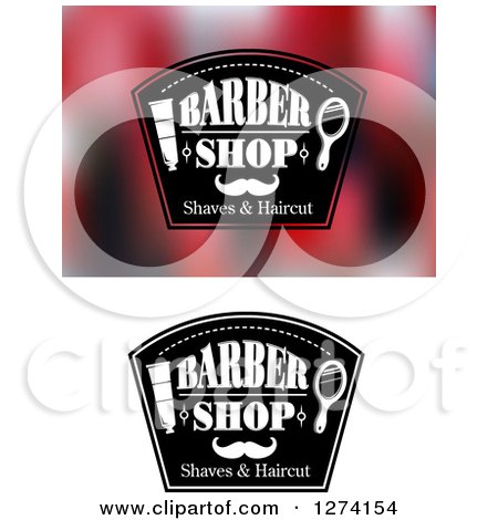 Clipart of Barber Shop Designs with Mirrors, Shaving Cream and a Mustache - Royalty Free Vector Illustration by Vector Tradition SM