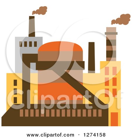 Clipart of a Factory Building in Brown Yellow and Orange Tones 3 - Royalty Free Vector Illustration by Vector Tradition SM