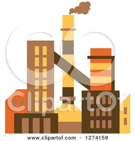 Clipart of a Factory Building in Brown Yellow and Orange Tones 4 - Royalty Free Vector Illustration by Vector Tradition SM