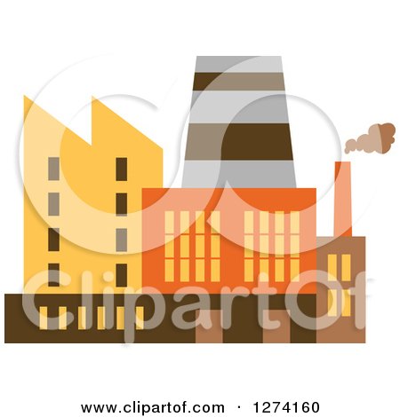 Clipart of a Factory Building in Brown Yellow and Orange Tones 5 - Royalty Free Vector Illustration by Vector Tradition SM