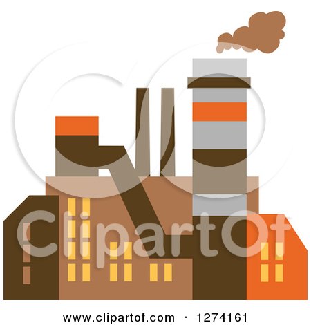 Clipart of a Factory Building in Brown Yellow and Orange Tones 6 - Royalty Free Vector Illustration by Vector Tradition SM