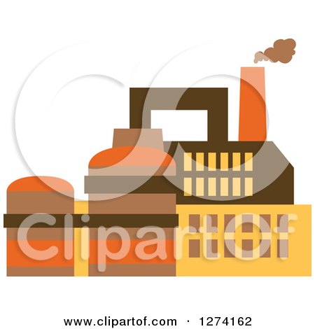 Clipart of a Factory Building in Brown Yellow and Orange Tones 7 - Royalty Free Vector Illustration by Vector Tradition SM