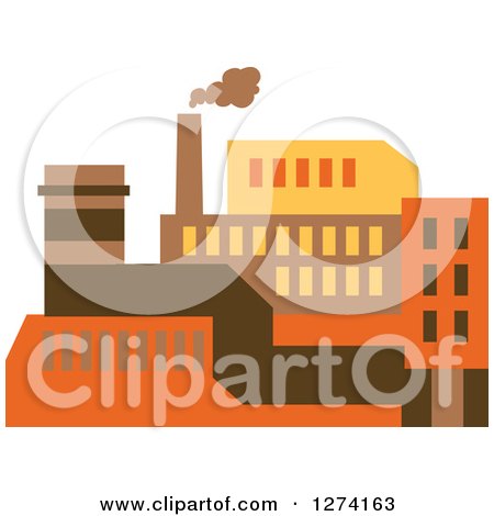 Clipart of a Factory Building in Brown Yellow and Orange Tones - Royalty Free Vector Illustration by Vector Tradition SM