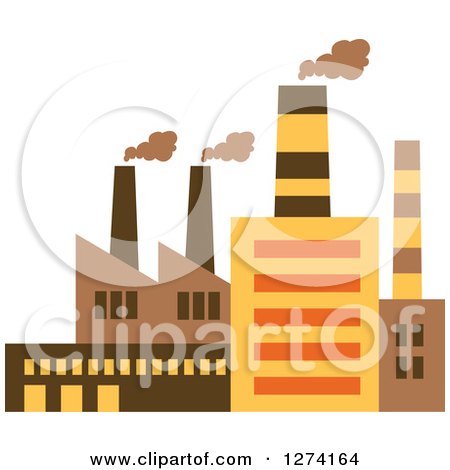 Clipart of a Factory Building in Brown Yellow and Orange Tones 2 - Royalty Free Vector Illustration by Vector Tradition SM