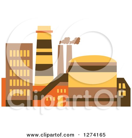 Clipart of a Factory Building in Brown Yellow and Orange Tones 9 - Royalty Free Vector Illustration by Vector Tradition SM